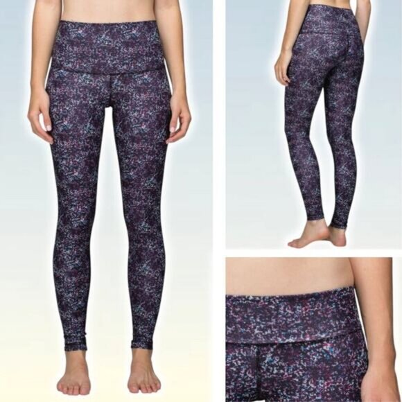 LULULEMON Wunder Under Pant Roll Down Sz 10 Rocky Road Gusto Blue Bumble Berry - Picture 1 of 10